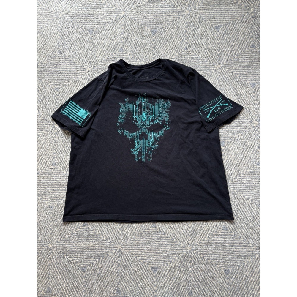 Grunt Style Circuit Skull T-Shirt - Black/Green - XXXL